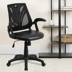 Flash Furniture Mid-Back Mesh Swivel Task Chair With Leather Padded Seat, Black (GOWY82LEA) -Office Chairs Shop unnamed file 4557