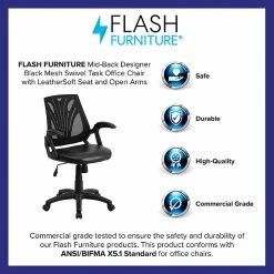 Flash Furniture Mid-Back Mesh Swivel Task Chair With Leather Padded Seat, Black (GOWY82LEA) -Office Chairs Shop unnamed file 4559
