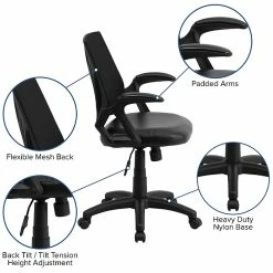 Flash Furniture Mid-Back Mesh Swivel Task Chair With Leather Padded Seat, Black (GOWY82LEA) -Office Chairs Shop unnamed file 4560