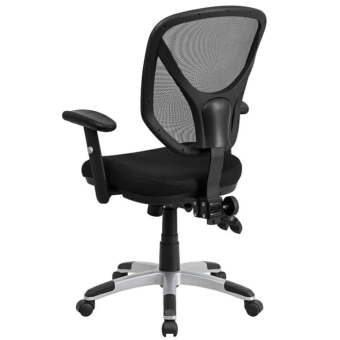 Flash Furniture Mid-Back Black Mesh Swivel Task Chair, Triple Paddle Control, Height-Adjustable Arms 10 Flash Furniture Mid-Back Black Mesh Swivel Task Chair, Triple Paddle Control, Height-Adjustable Arms - Image 8