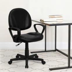 Flash Furniture Mid Back Leather Ergonomic Task Chair With Arms, Black (BT688BKA) -Office Chairs Shop unnamed file 4592