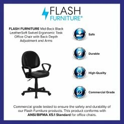 Flash Furniture Mid Back Leather Ergonomic Task Chair With Arms, Black (BT688BKA) -Office Chairs Shop unnamed file 4594