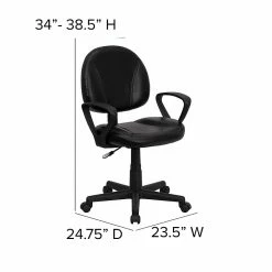 Flash Furniture Mid Back Leather Ergonomic Task Chair With Arms, Black (BT688BKA) -Office Chairs Shop unnamed file 4596