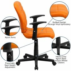 Flash Furniture Mid-Back Quilted Vinyl Task Chair With Nylon Arms, Orange -Office Chairs Shop unnamed file 4610