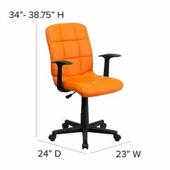 Flash Furniture Mid-Back Quilted Vinyl Task Chair With Nylon Arms, Orange -Office Chairs Shop unnamed file 4611
