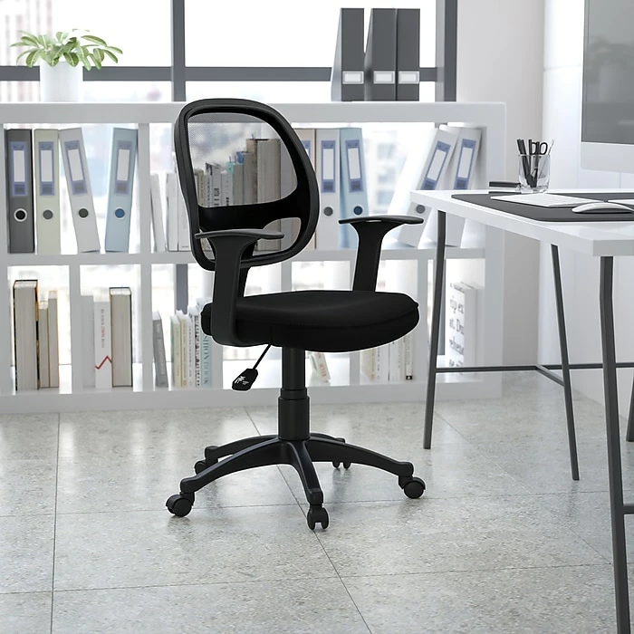 Flash Furniture LFW118ABK Mesh Mid-Back Task Chair With Fixed Arms, Black 4 Flash Furniture LFW118ABK Mesh Mid-Back Task Chair With Fixed Arms, Black - Image 2