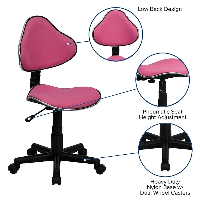Flash Furniture Fabric Ergonomic Task Chairs With Chrome Metal Band Accent (BT699PINK) 7 Flash Furniture Fabric Ergonomic Task Chairs With Chrome Metal Band Accent (BT699PINK) - Image 5