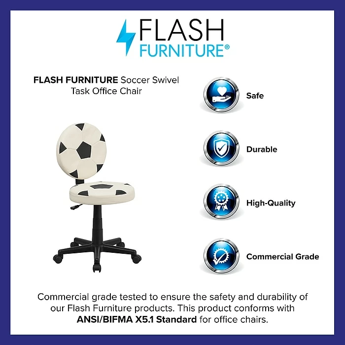 Flash Furniture Vinyl Soccer Task Chair Without Arms, Black/White 6 Flash Furniture Vinyl Soccer Task Chair Without Arms, Black/White - Image 4