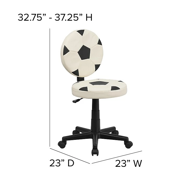 Flash Furniture Vinyl Soccer Task Chair Without Arms, Black/White 8 Flash Furniture Vinyl Soccer Task Chair Without Arms, Black/White - Image 6