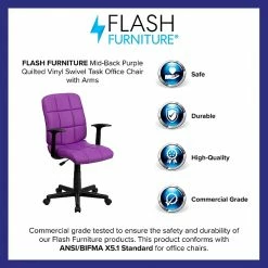 Flash Furniture Mid-Back Quilted Vinyl Task Chair With Nylon Arms, Purple -Office Chairs Shop unnamed file 4816