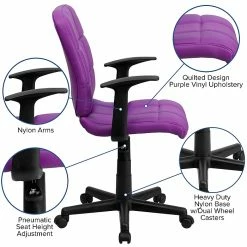 Flash Furniture Mid-Back Quilted Vinyl Task Chair With Nylon Arms, Purple -Office Chairs Shop unnamed file 4818