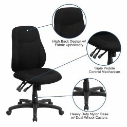 Flash Furniture BT90297M Fabric-Upholstered Mid-Back Multi-Functional Ergo Swivel Task Chair, Black -Office Chairs Shop unnamed file 4840