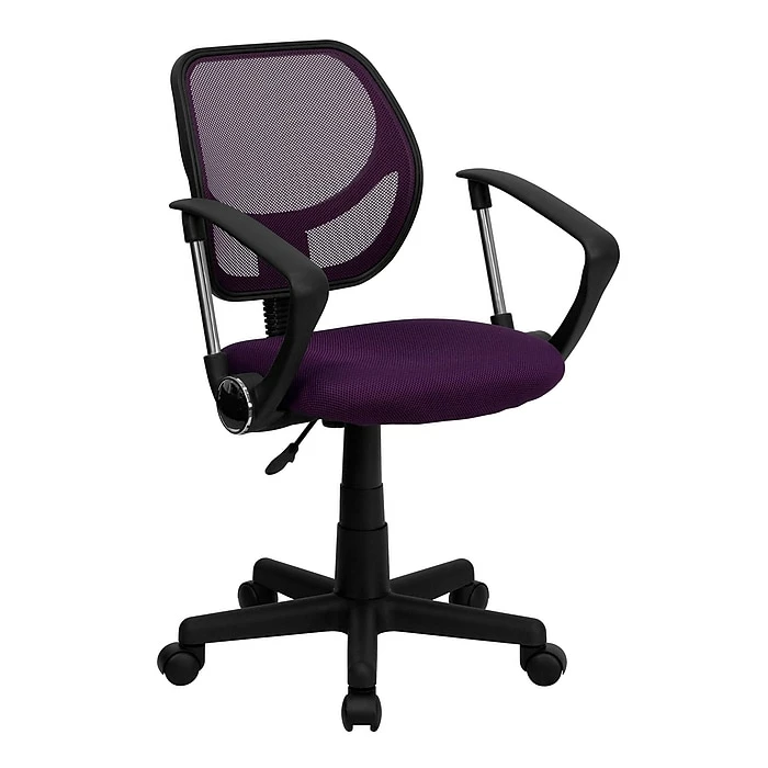 Flash Furniture Mid-Back Task And Computer Chair With Arm, Purple 3 Flash Furniture Mid-Back Task And Computer Chair With Arm, Purple