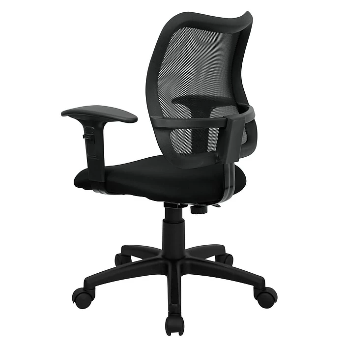 Flash Furniture Mid Back Mesh Task Chair With Fabric Seat And Arms, Black 7 Flash Furniture Mid Back Mesh Task Chair With Fabric Seat And Arms, Black - Image 5