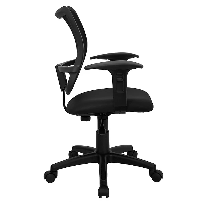 Flash Furniture Mid Back Mesh Task Chair With Fabric Seat And Arms, Black 8 Flash Furniture Mid Back Mesh Task Chair With Fabric Seat And Arms, Black - Image 6