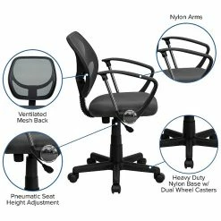 Flash Furniture Fabric Mid-Back Task Chair With Capped Arm, Gray -Office Chairs Shop unnamed file 4868