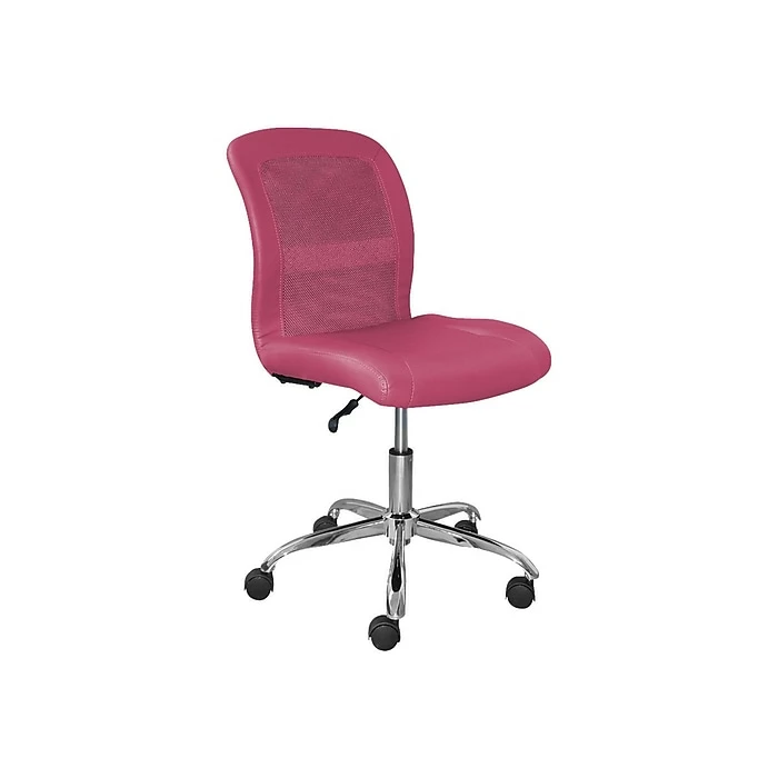 Serta Essentials Armless Ergonomic Bonded Leather/Mesh Swivel Task Chair, Pink (48740E) 4 Serta Essentials Armless Ergonomic Bonded Leather/Mesh Swivel Task Chair, Pink (48740E) - Image 2