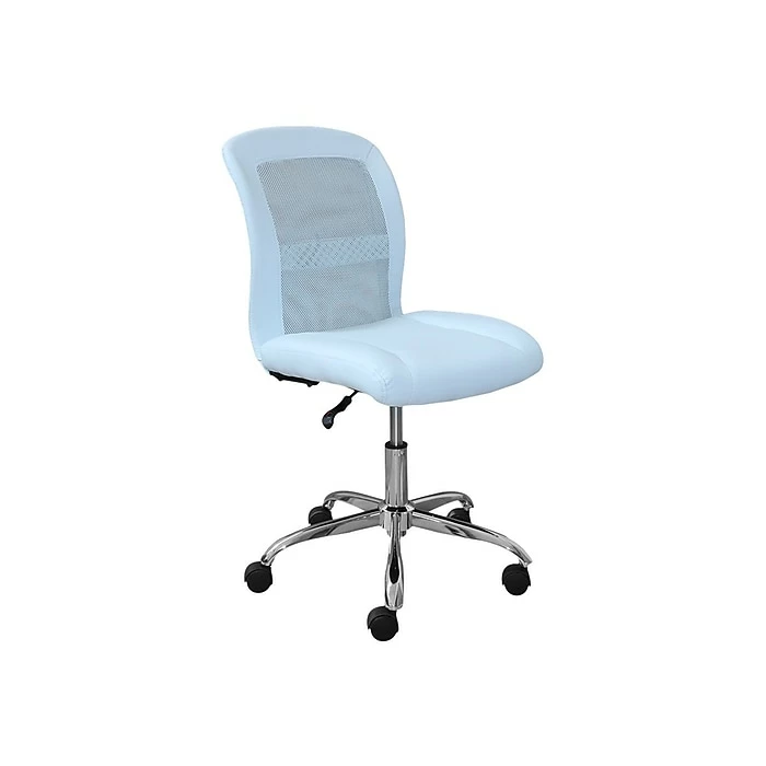 Serta Essentials Armless Ergonomic Bonded Leather/Mesh Swivel Task Chair, Blue (48740D) 4 Serta Essentials Armless Ergonomic Bonded Leather/Mesh Swivel Task Chair, Blue (48740D) - Image 2