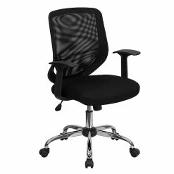 Flash Furniture Mesh Computer And Desk Chair, Gray And Black (LFW95MESHBK)