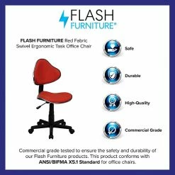 Flash Furniture Fabric Ergonomic Task Chairs With Chrome Metal Band Accent (BT699RED) -Office Chairs Shop unnamed file 5047