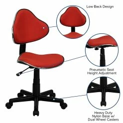 Flash Furniture Fabric Ergonomic Task Chairs With Chrome Metal Band Accent (BT699RED) -Office Chairs Shop unnamed file 5048