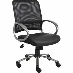 Boss Mesh Back W/ Pewter Finish Task Chair, Black (B6406)