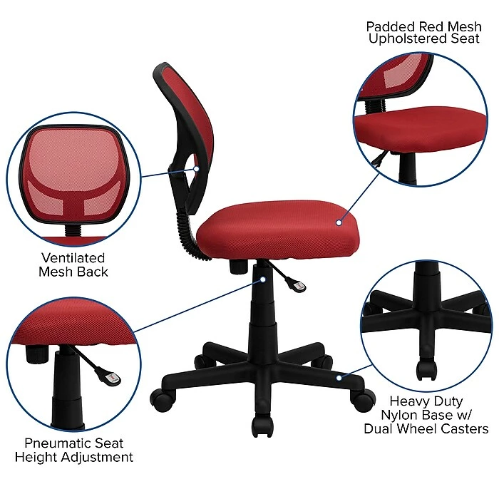 Flash Furniture Mid-Back Task Chair, Red 8 Flash Furniture Mid-Back Task Chair, Red - Image 6