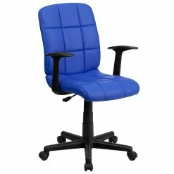 Flash Furniture Mid-Back Quilted Vinyl Task Chair With Nylon Arms, Blue