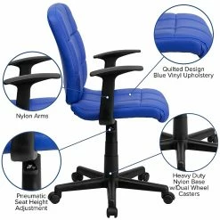 Flash Furniture Mid-Back Quilted Vinyl Task Chair With Nylon Arms, Blue -Office Chairs Shop unnamed file 5117