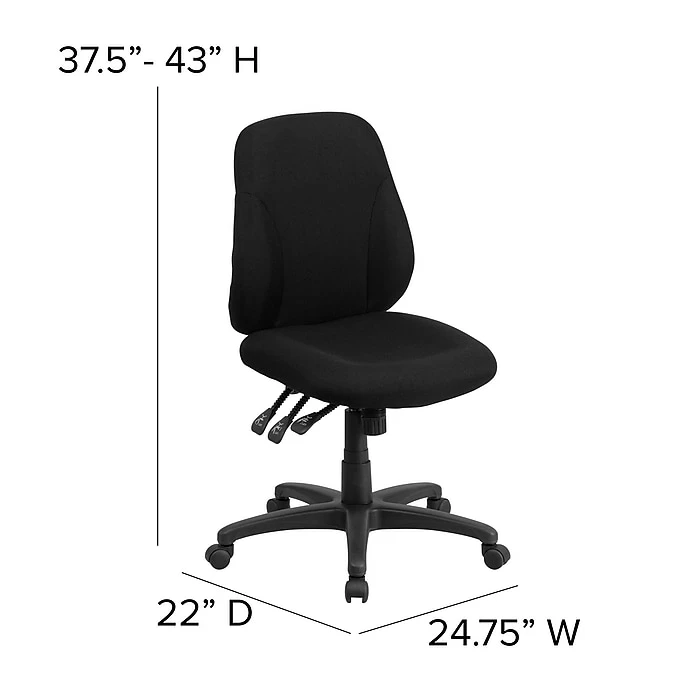 Flash Furniture BT90297S Mid-Back Fabric Multi-Functional Ergonomic Swivel Task Chair In Black 9 Flash Furniture BT90297S Mid-Back Fabric Multi-Functional Ergonomic Swivel Task Chair In Black - Image 7