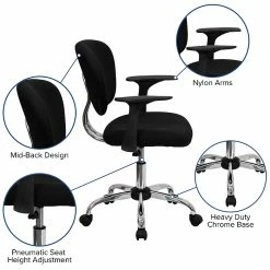 Flash Furniture Mid Back Mesh Task Chair With Arms And Chrome Base, Black 15 Flash Furniture Mid Back Mesh Task Chair With Arms And Chrome Base, Black -Office Chairs Shop unnamed file 5158