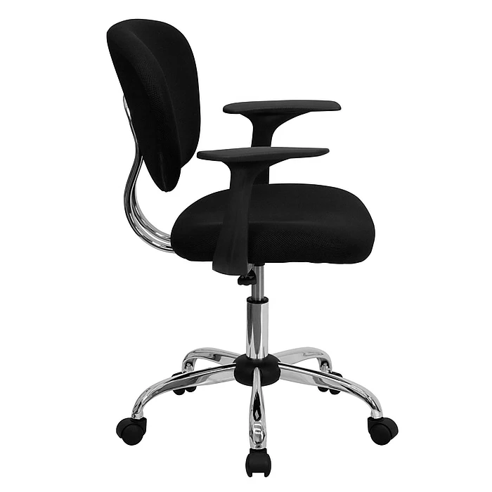 Flash Furniture Mid Back Mesh Task Chair With Arms And Chrome Base, Black 11 Flash Furniture Mid Back Mesh Task Chair With Arms And Chrome Base, Black - Image 9