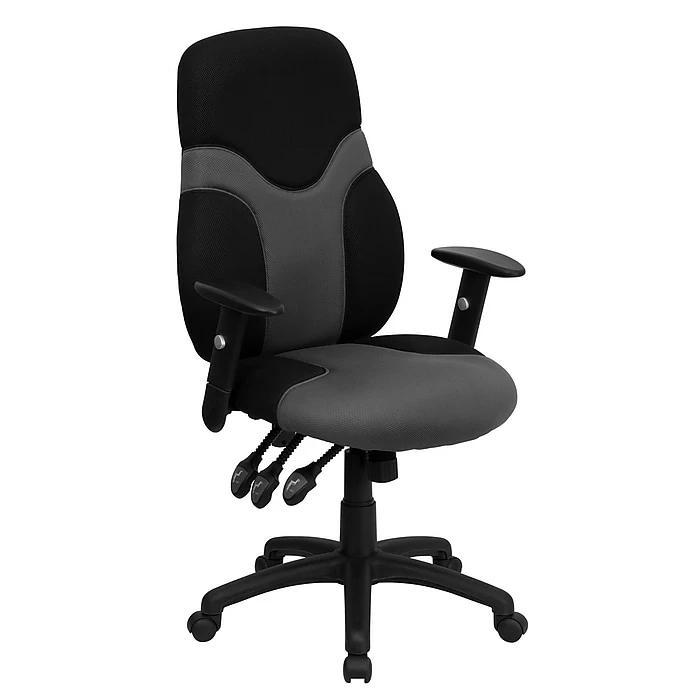 Flash Furniture Mesh Ergonomic Task Chair With Adjustable Arms, Black/Gray 3 Flash Furniture Mesh Ergonomic Task Chair With Adjustable Arms, Black/Gray
