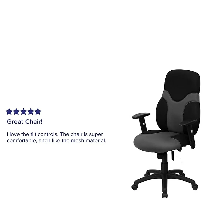 Flash Furniture Mesh Ergonomic Task Chair With Adjustable Arms, Black/Gray 7 Flash Furniture Mesh Ergonomic Task Chair With Adjustable Arms, Black/Gray - Image 5