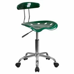 Flash Furniture Chrome Low Back Computer Task Chair With Tractor Seat, Vibrant Green