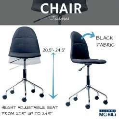 Techni Mobili Tufted Armless Task Chair, Black -Office Chairs Shop unnamed file 5276