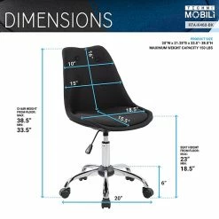Techni Mobili Tufted Armless Task Chair, Black -Office Chairs Shop unnamed file 5277