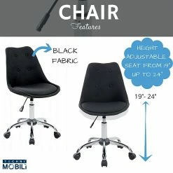 Techni Mobili Tufted Armless Task Chair, Black -Office Chairs Shop unnamed file 5279