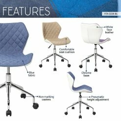 Techni Mobili Modern Height Adjustable Office Task Chair, Blue -Office Chairs Shop unnamed file 5310