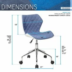 Techni Mobili Modern Height Adjustable Office Task Chair, Blue -Office Chairs Shop unnamed file 5311