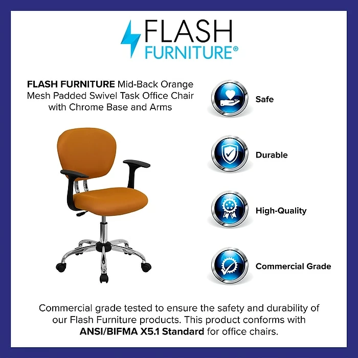 Flash Furniture Mesh Task Chairs With Arms And Chrome Base (H2376FORGARMS) 5 Flash Furniture Mesh Task Chairs With Arms And Chrome Base (H2376FORGARMS) - Image 3