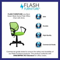 Flash Furniture Fabric Mid-Back Task Chair With Arm, Green -Office Chairs Shop unnamed file 5362