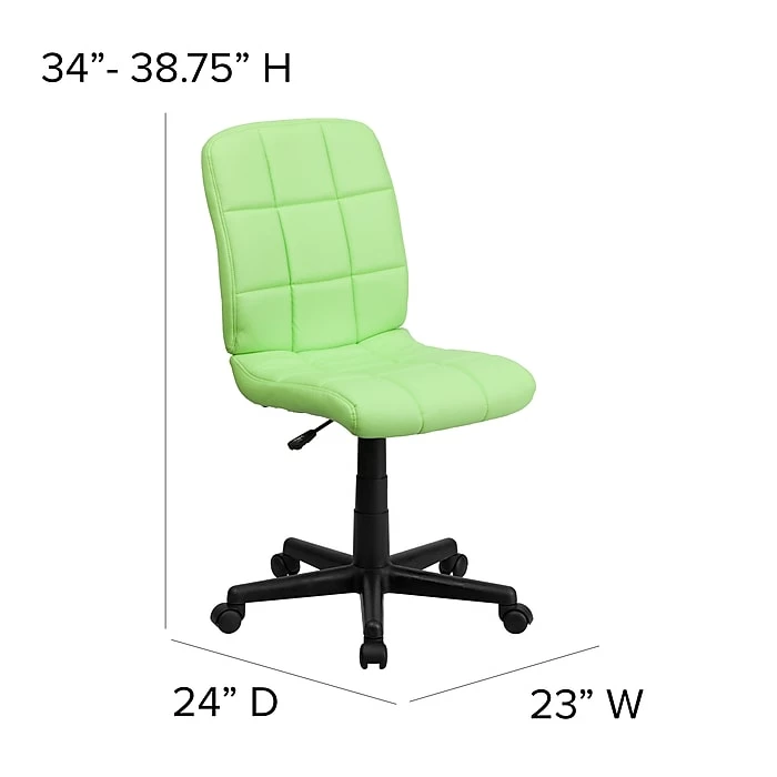 Flash Furniture Mid-Back Quilted Vinyl Task Chair, Green 9 Flash Furniture Mid-Back Quilted Vinyl Task Chair, Green - Image 7