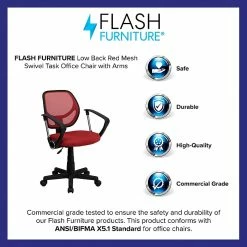 Flash Furniture Fabric Mid-Back Task Chair With Capped Arm, Red -Office Chairs Shop unnamed file 5434