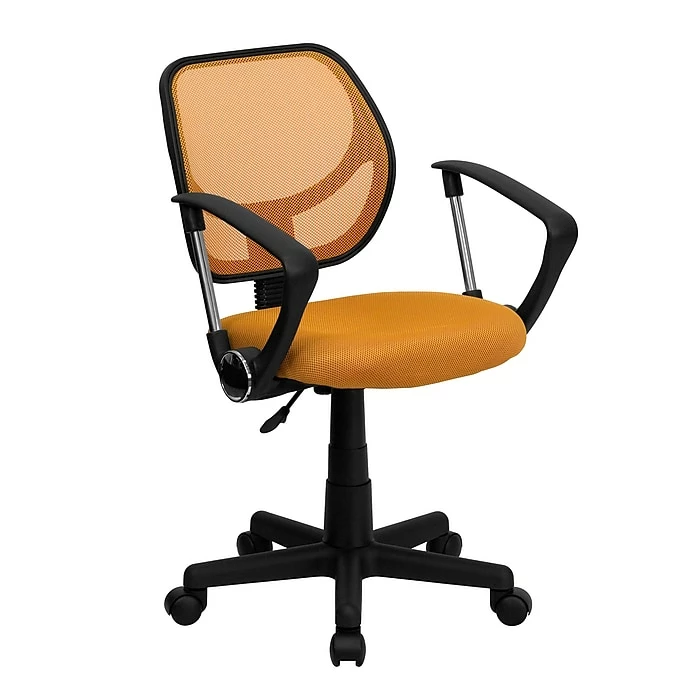 Flash Furniture Fabric Mid-Back Task Chair With Capped Arm, Orange 3 Flash Furniture Fabric Mid-Back Task Chair With Capped Arm, Orange