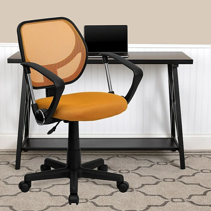 Flash Furniture Fabric Mid-Back Task Chair With Capped Arm, Orange 4 Flash Furniture Fabric Mid-Back Task Chair With Capped Arm, Orange - Image 2