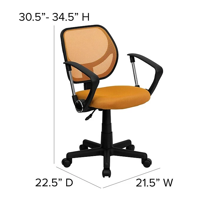 Flash Furniture Fabric Mid-Back Task Chair With Capped Arm, Orange 8 Flash Furniture Fabric Mid-Back Task Chair With Capped Arm, Orange - Image 6
