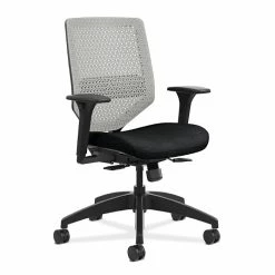 HON Solve Mid-Back Task Chair, Titanium ReActiv Back, Black Frame, Easy Assembly, Ink Seat Fabric (HONSVR1AILC10TK)