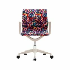 The Raynor Group Elizabeth Sutton Wynwood Fabric Swivel Task Chair, Multi Rose White Silver (K-ESWY-WHT-ROSE-SIL)