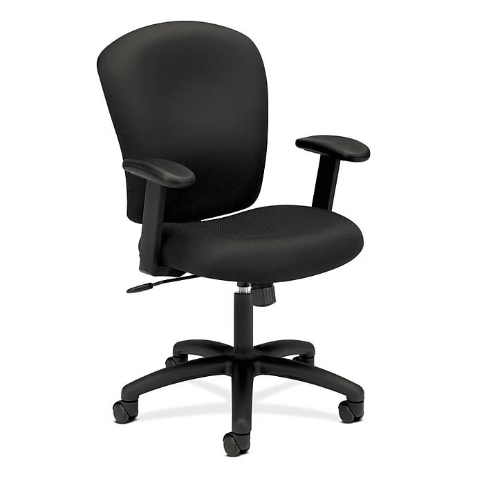 HON Mid-Back Task Chair, Center-Tilt, Adjustable Arms, Black Fabric (BSXVL220VA10) 3 HON Mid-Back Task Chair, Center-Tilt, Adjustable Arms, Black Fabric (BSXVL220VA10)